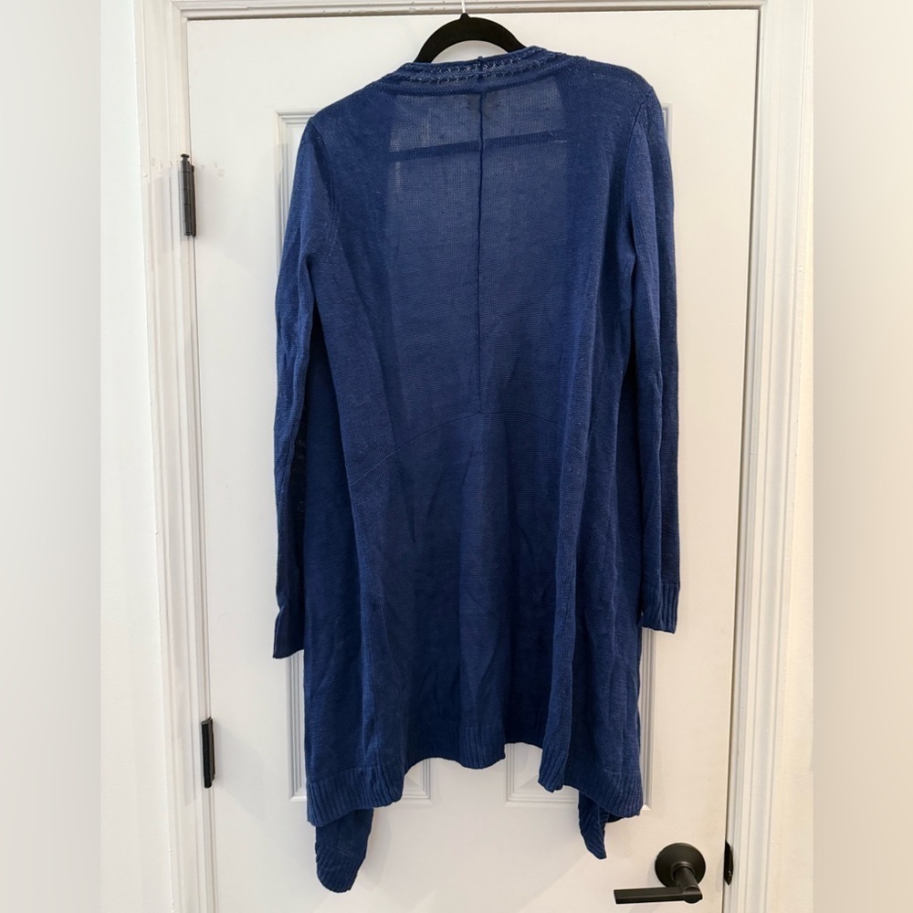ROBERTA ROLLER RABBIT Breeze Open 100% Linen Long Cardigan Pockets XS / Small - Picture 3 of 5